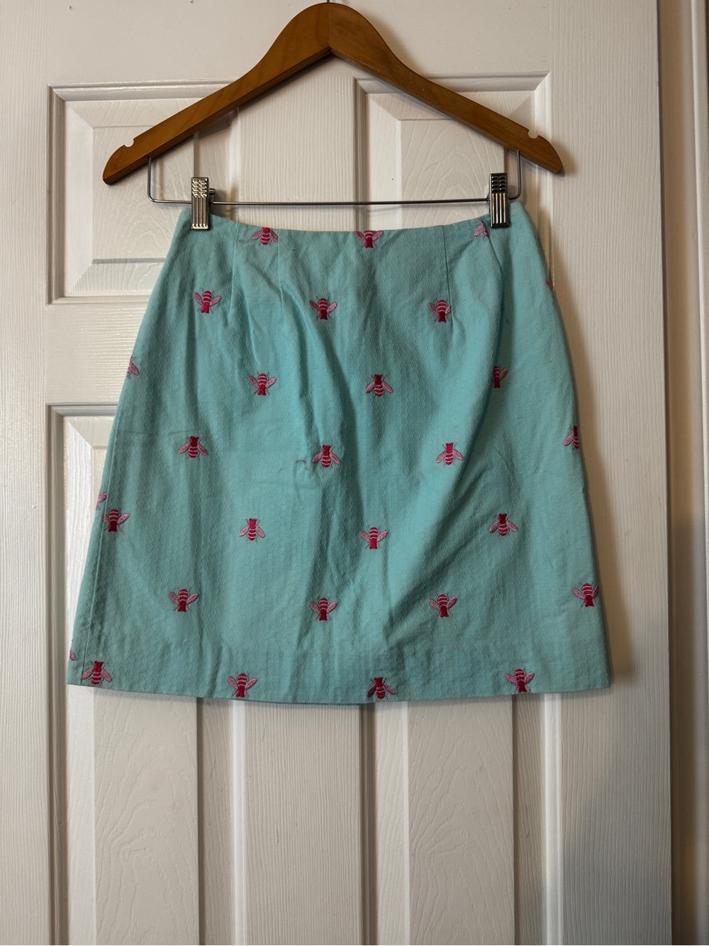 Vintage Lilly Pulitzer Embroidered Bee Mini Skirt Light Blue | Women's Size 2P